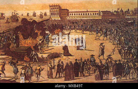 . Anglais : brûler des Juifs au Portugal en 1497. Probablement 16ème siècle. Inquis inconnu 2981 Banque D'Images