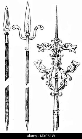 . Anglais : Type d'armes, pôle de l'illustration d'un livre 'Handbuch der Waffenkunde dans Waffenwesen' Das senneur historischen Entwicklung vom Beginn des Mittelalters bis zum Ende des 18 Jahrhunderts' par Wendelin Boeheim, Leipzig, 1890 Deutsch : Hilfsgeräte Luntenspiesse Kanoniere mittelalterlicher, in verschiedenen Varianten. Illustrationen aus 'Handbuch der Waffenkunde dans Waffenwesen' Das senneur historischen Entwicklung vom Beginn des Mittelalters bis zum Ende des 18 Jahrhunderts von Wendelin Boeheim", Leipzig, 1890 . 1890. Luntenspiess 382 inconnu 01 Banque D'Images