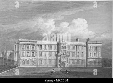 . La façade nord de la maladie de Lyme Jones' Vues des sièges des nobles et collègues (1819). . Ce fichier n'est pas informations sur l'auteur. Lyme Park 383 Vues de Jones (1819) - Façade nord Banque D'Images