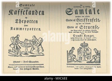 . J'trykkefrihedsperioden à skrifter sortie. Un Struensees Hhv og efter fald. 1886. P. Hansen 617 Trykfrihedstidsskrifter Banque D'Images