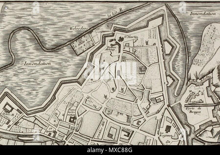 . Anglais : Site de Gand par Georges Louis Le Rouge . 29 février 2012. George Louis le rouge (*1707 - †1790) 393 Plan de Gand par Georges Louis Le Rouge, détail (1) Banque D'Images