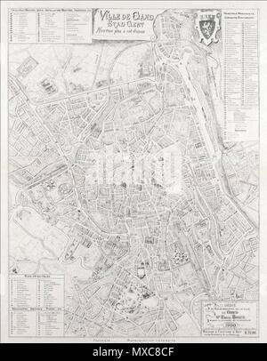 . Anglais : Site de Gand, 1900 Ville de Gand, la ville de Gand, nouveau vol à plan-d'oiseau., Maison d' Editions d'Art N. Heins, rue de Brabant 9 & rue Basse 22, Gand., 1900 . 29 mars 2012.  ?, 1900 394 Plan de Gand, 1900 Banque D'Images
