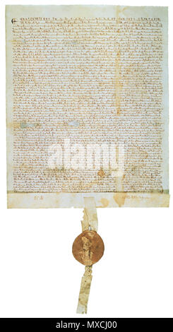 . Anglais : La version 1297 de la Magna Carta, l'un des quatre originaux du document. Cette copie a été anciennement propriété de la famille de 2955 et les comtes de Cardigan, et plus tard la fondation Perot. David Mark Rubenstein, co-fondateur et directeur général du groupe Carlyle, a acquis le document en 2007 et l'a prêté à la National Archives and Records Administration. Il est maintenant sur l'affichage public dans l'Ouest Rotunda Gallery de l'édifice des Archives Nationales à Washington, D.C., USA. Pour de plus amples informations, voir [1]. 1297 ; 6 Novembre 2007 (date d'origine).. Chargé par AzaToth. 388 Magna Ca Banque D'Images