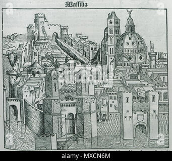 . Anglais : Hartmann. Schedell Liber Cronicarum, Nuremberg, Anton/Koberg Schreyer & Sebastian Kammermeister, 1493. 1493. Hartmann Schedel Massilia 405 Schedell - Hartmann - 1493 Banque D'Images