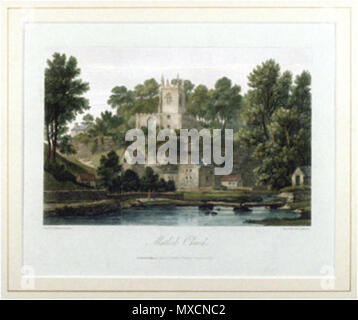 . Matlock Derbyshire dans l'église. Artiste:Joseph FARINGTON Engraver:JOHN BYRNE Engraver:Letitia BYRNE Matlock Titre Titre de la publication de l'Église, Partie VI Britannia Depicta, Derbyshire Date de publication 15 mai 1817 Gravure couleur moyenne de l'image ci-dessous : Lettrage [gauche] dessiné par J. Farington Esq.r R.A. [droit] gravée par John & Letitia Byrne. / Matlock l'Église. / Publié le 15 mai 1817, par T. Cadell & W. Davies, Strand, London Publié T. Cadell & W. Davies, Strand, London, 15 mai 1817 Acquisition acheté de Sotheby's par GAC, 22 février 1977, nombre 13032 . 15 mai 1817. Joseph FARINGTON engaved par 4 Banque D'Images