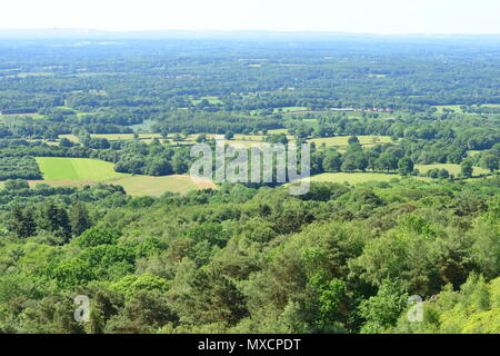 En regardant la campagne du Sussex de Leith Hill dans le Surrey. Banque D'Images