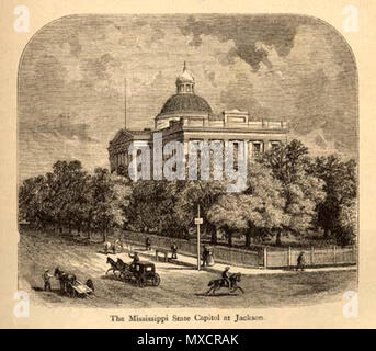 . 1875 Capitol Mississippi illustration par James Wells Champney du 1875 livre 'Le Grand Sud ; un dossier de voyages en Louisiane, au Texas, le territoire des Indiens, le Missouri, l'Arkansas, le Mississippi, l'Alabama, la Géorgie, la Floride, la Caroline du Sud, Caroline du Nord, Kentucky, Maryland, Virginie, Virginie occidentale, et Maryland Edward King ' . 1875. James Wells Champney 420 Capitol Mississippi par James Wells Champney 1875 Banque D'Images