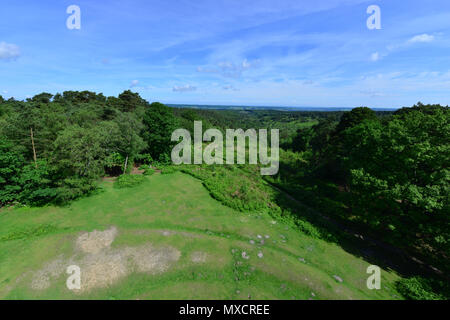 En regardant la campagne du Sussex de Leith Hill dans le Surrey. Banque D'Images