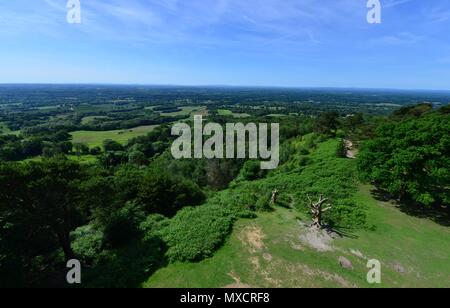 En regardant la campagne du Sussex de Leith Hill dans le Surrey. Banque D'Images