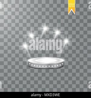 Abstract Background Podium brillant avec spots. Scène scintillant blanc. Vous gagnez le luxe, le succès et la conception de trésor. Jeu, la mode et de l'espace pour les Jeux. Vector illustration Illustration de Vecteur