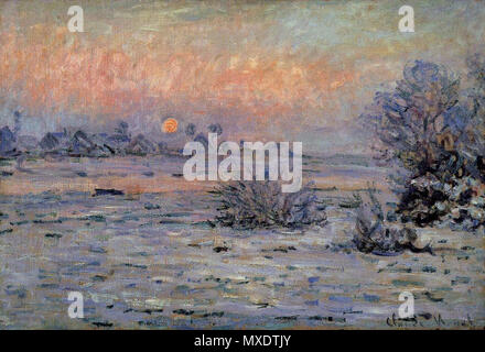 . English : Soleil d'hiver à Lavacourt, Claude Monet 2007, huile sur toile, 55 x 81 cm, Musée d'art moderne André Malraux, Le Havre, France. . Entre 1879 et 1880. Claude Monet 422 Monet-Hiver Lavacourt-Le--Havre Banque D'Images