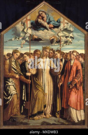 . Italiano : Moretto da Brescia, Sant'Orsola e le compagne. Pinacoteca del Castello Sforzesco, Milan. . 16ème siècle. voir le nom du fichier ou de la catégorie 425 Moretto, Sant'orsola e le compagne Banque D'Images