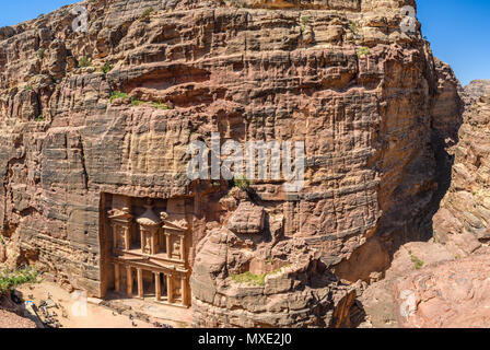 Vue aérienne de la trésorerie dans la cité perdue de Petra, Jordanie Banque D'Images