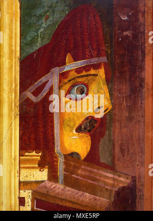 . Anglais : masque tragique. Fresque romaine de la Villa d'Oplontis à Poppaea. Deutsch : Tragische Maske. Römisches Fresko aus der der Villa Poppaea dans Oplonti. 14 mars 2009. WolfgangRieger 457 - Oplontis masque tragique Banque D'Images