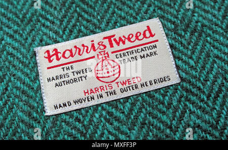 Harris Tweed Authority, Certifié marque, à la main, dans les Hébrides extérieures- Banque D'Images