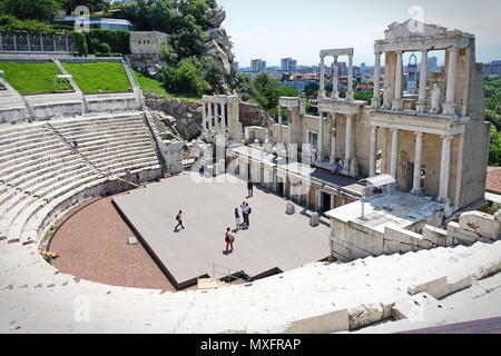 Restes de l'ancien théâtre romain de Philippopolis à Plovdiv, Bulgarie Banque D'Images