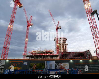 Les travaux de construction près de la gare de Finsbury Park, Londres, Angleterre. Banque D'Images