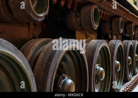 Close up detail des roues ou un char Centurion Banque D'Images