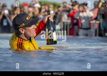 Detroit, Michigan, USA. 3 juin, 2018. RYAN HUNTER-REAY (28) des États-Unis remporte le Grand Prix de Detroit au cours de la Rue de Belle Isle à Detroit, Michigan. Crédit : Stephen A. Arce/ASP/ZUMA/Alamy Fil Live News Banque D'Images