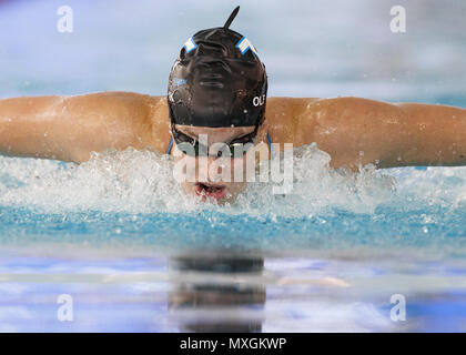 Vancouver, Colombie-Britannique, Canada. 3 juin, 2018. Penny Oleksiak du Canada participe à la Women's 200m papillon au jour 3 de la 55e Mel Zajac Jr International Swim Meet au Centre aquatique de UBC, le 3 juin 2018 à Vancouver, BC, Canada. Crédit : Andrew Chin/ZUMA/ZUMAPRESS.com/Alamy fil Live News Banque D'Images