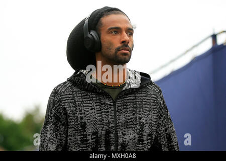 Londres, Royaume-Uni. 4ème Jun, 2018. Dustin Brown de l'Allemagne arrive à Surbiton aujourd'hui. Fuzion 100 2018 trophée Surbiton , événement tennis jour 3 à la raquette de Surbiton et Fitness Club de Surbiton, Surrey, le lundi 4 juin 2018. Ce droit ne peut être utilisé qu'à des fins rédactionnelles. Utilisez uniquement rédactionnel, pic par Steffan Bowen/Andrew Orchard la photographie de sport/Alamy live news Banque D'Images