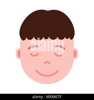 Tête de garçon personnage emoji icône avec caractère d'émotions faciales, avatar, l'homme au visage souriant du sommeil avec différentes émotions mâle. concept design plat. Illustration de Vecteur
