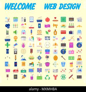 Fond orange 100 Icon Set universel pour le web et mobile. Vector illustration Illustration de Vecteur