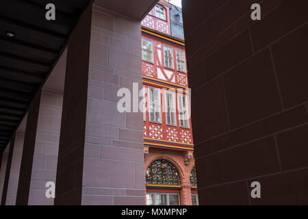 Travaux de réaménagement architectural dans le nouveau quartier DomRomer la moitié des bâtiments traditionnels en bois, Frankfurt am Main, Hesse, Darmstadt, Allemagne Banque D'Images