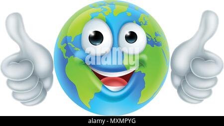 Le jour de la terre Thumbs Up Globe personnage mascotte Illustration de Vecteur