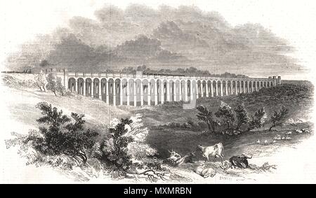 Londres et Brighton Railway. La Great Ouse viaduc. Sussex 1844. L'Illustrated London News Banque D'Images