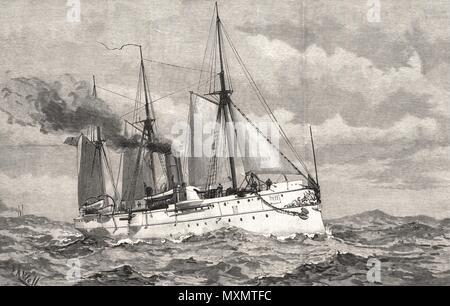 La Marine américaine U. S. S., ville de New York croiseur lance-torpilles. USA 1890. L'Illustrated London News Banque D'Images