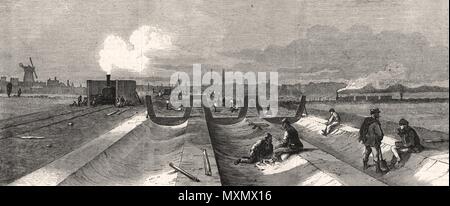 Londres main drainage fondation en béton pour le nord de l'exutoire, les tunnels en 1861. L'Illustrated London News Banque D'Images