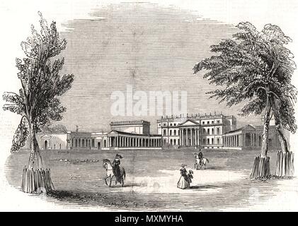 Stowe House - le parc avant. España 1844. L'Illustrated London News Banque D'Images