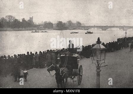 L'Oxford et Cambridge Boat Race les équipages pratiquant à Putney. Londres 1893. L'Illustrated London News Banque D'Images