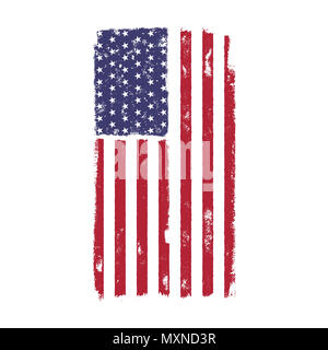 USA American National Drapeau dans disstressed style. Vintage design. Parfait pour T-shirts, affiches, cartes. Symbole de l'Amérique. Stock illustration isolé sur fond blanc Banque D'Images