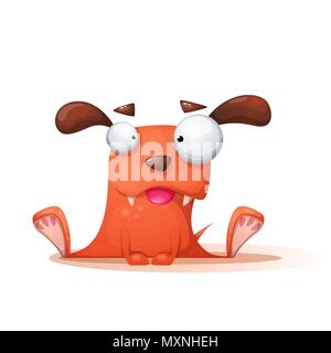 Drôle, mignon, crazy dog illustration. Illustration de Vecteur