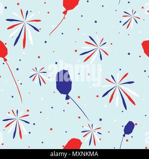 En arrière-plan transparent fête des couleurs nationales USA rouge blanc bleu. Les bandes, étoile, Fireworks grande idée pour la décoration de maison de vacances le 4 juillet, Independenc Illustration de Vecteur