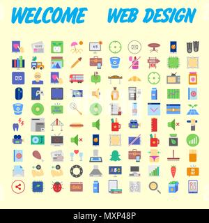 100 icon set. Mince et à la mode Icônes simples pour le Web et mobile. La version légère. Vector illustration Illustration de Vecteur