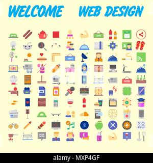 100 icon set. Mince et à la mode Icônes simples pour le Web et mobile. La version légère. Vector illustration Illustration de Vecteur