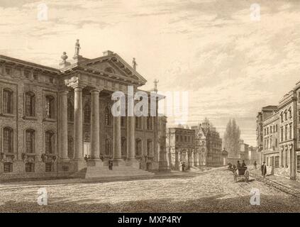 Le Clarendon Building et de Broad Street, Oxford, par John Le Keux 1837 imprimer Banque D'Images