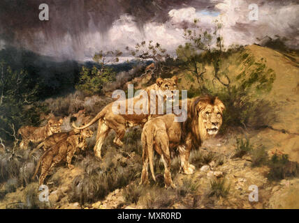 Vastagh Geza - une famille de Lions Banque D'Images