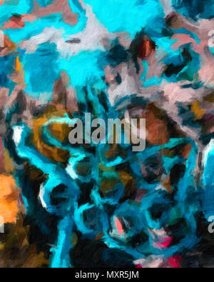 Numérique abstrait huile sur toile plein de texture et couleur vive Banque D'Images