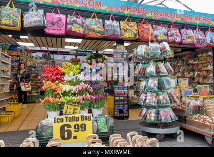 AMSTERDAM, Pays-Bas - le 27 mai : fleurs tulipes et les ampoules sont en vente au marché aux fleurs (en néerlandais :) le 27 mai 2018 à Amsterdam, Pays-Bas. Le marché aux fleurs est une destination populaire auprès des touristes. Banque D'Images