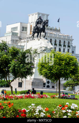 Plaza de San Martín et monument à José de San Martín.Lima, Pérou. Banque D'Images