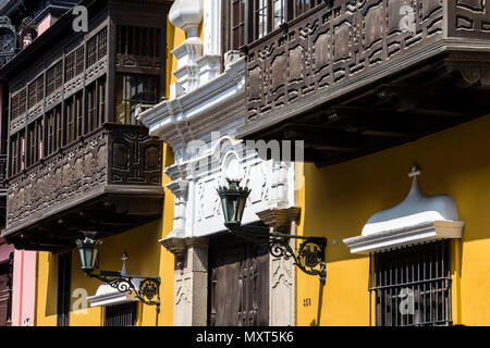 L'architecture coloniale de Lima city,Goyeneche Palace et l'Ucayali street, Pérou. Banque D'Images