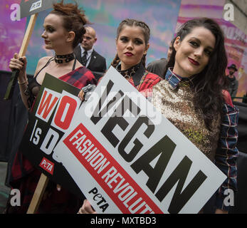 Brewer Street, Soho, Londres. Le 16 septembre 2016. Que Londres célèbre 40 ans de punk, des militants de PETA étincelle son propre "Mode Vegan Revolution' outsi Banque D'Images