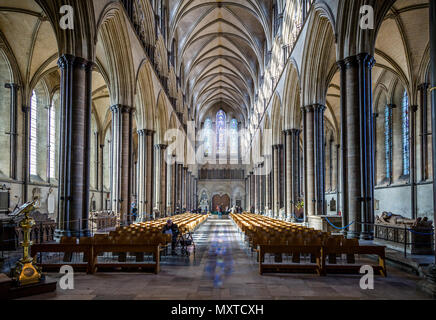 La cathédrale de Salisbury hall principal pris à Salisbury, Wiltshire, Royaume-Uni, le 16 février 2014 Banque D'Images