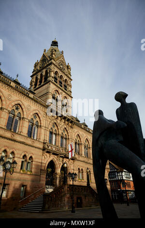 Néo-gothique historique hôtel de ville de Chester Northgate Street Ville de Chester, Cheshire, Angleterre. Grade désigné II* bâtiment classé par l'architecte Willi Banque D'Images