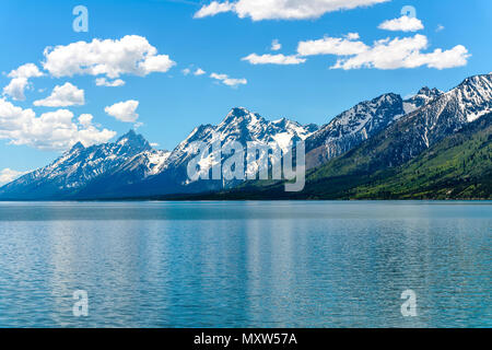 Chaîne Teton à Jackson Lake - un printemps de voir encore de la neige-couvertes chaîne Teton à bord du lac Jackson à Grand Teton National Park, Wyoming, USA. Banque D'Images