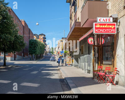 Café Broadway à Norrköping, Suède. C'est un vintage café qui était un hangout pour rock star Plura suédois et son groupe Eldkvarn lorsqu'ils étaient enfants. Banque D'Images